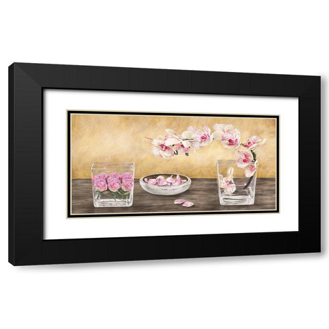 Orchids and Roses Arrangement Black Modern Wood Framed Art Print with Double Matting by Remy, Dellal