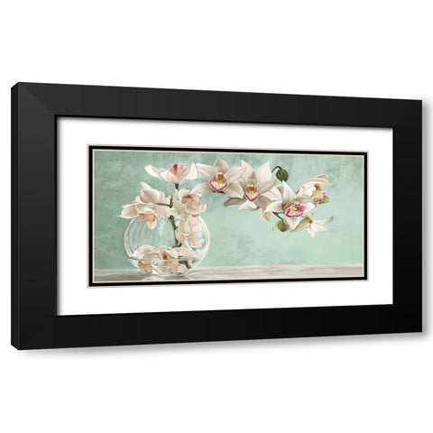 Orchid Arrangement II (Celadon) Black Modern Wood Framed Art Print with Double Matting by Dellal, Remy
