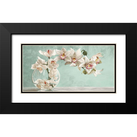 Orchid Arrangement II (Celadon) Black Modern Wood Framed Art Print with Double Matting by Dellal, Remy
