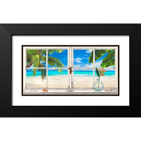 Horizon tropical Black Modern Wood Framed Art Print with Double Matting by Dellal, Remy