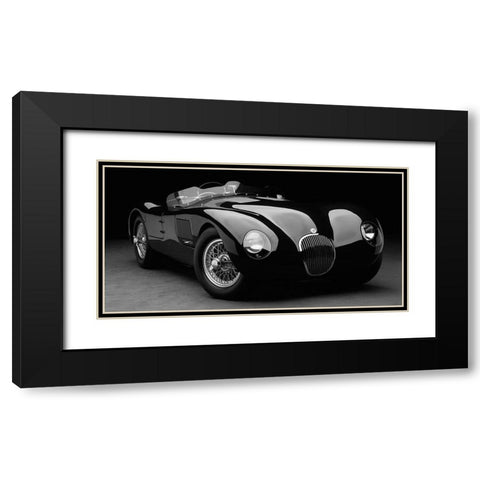 1951 Jaguar C-Type (BW) Black Modern Wood Framed Art Print with Double Matting by Heiny, Don
