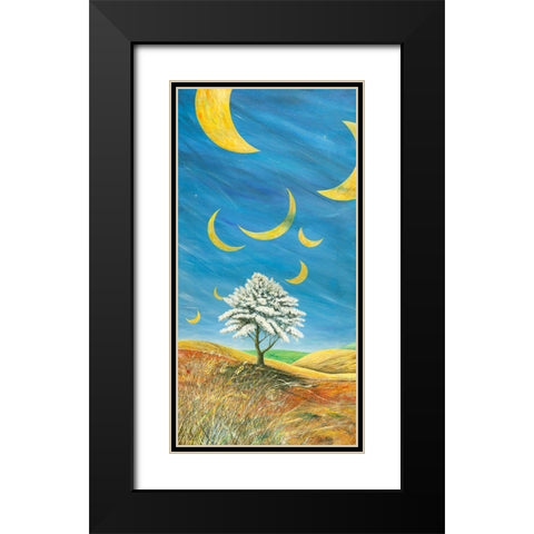 Lune cadenti Black Modern Wood Framed Art Print with Double Matting by Larotonda, Donato