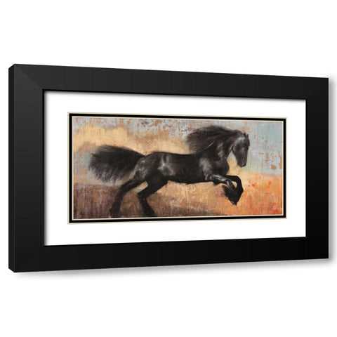 Black Stallion Black Modern Wood Framed Art Print with Double Matting by Moschetta, Dario
