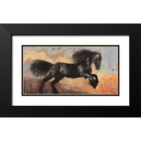 Black Stallion Black Modern Wood Framed Art Print with Double Matting by Moschetta, Dario