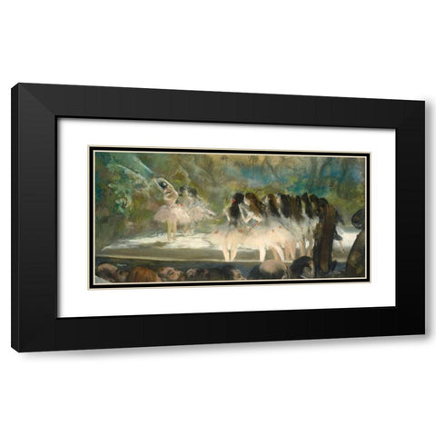 Ballet at the Paris Opera Black Modern Wood Framed Art Print with Double Matting by Degas, Edgar