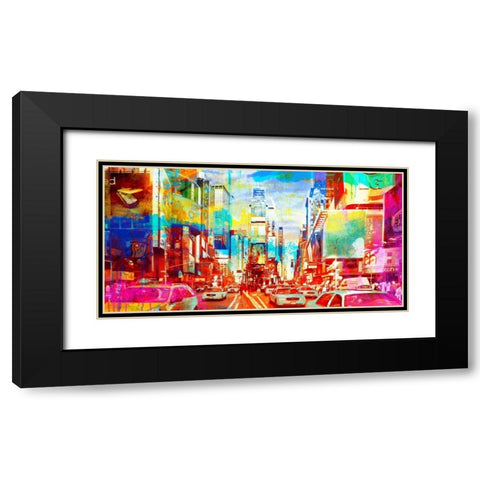 Time Square 2.0 Black Modern Wood Framed Art Print with Double Matting by Chestier, Eric