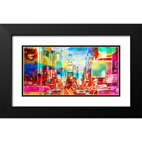 Time Square 2.0 Black Modern Wood Framed Art Print with Double Matting by Chestier, Eric