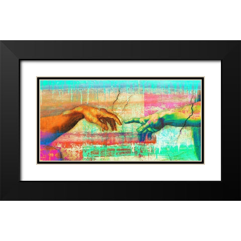 Michelangelos Creation of Adam 2.0 - detail Black Modern Wood Framed Art Print with Double Matting by Chestier, Eric