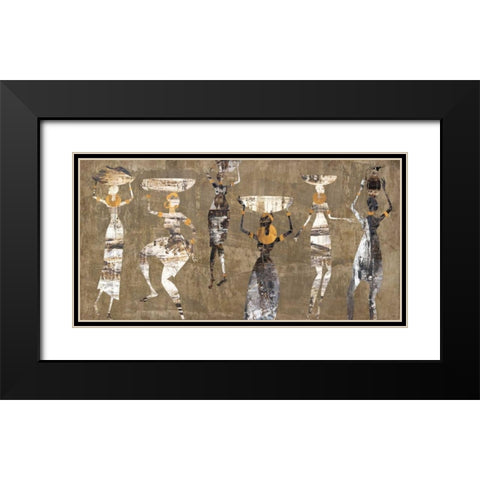 African Dance Black Modern Wood Framed Art Print with Double Matting by Fields, Cynthia