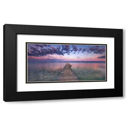 Boat ramp and filigree clouds, Bavaria, Germany Black Modern Wood Framed Art Print with Double Matting by Krahmer, Frank