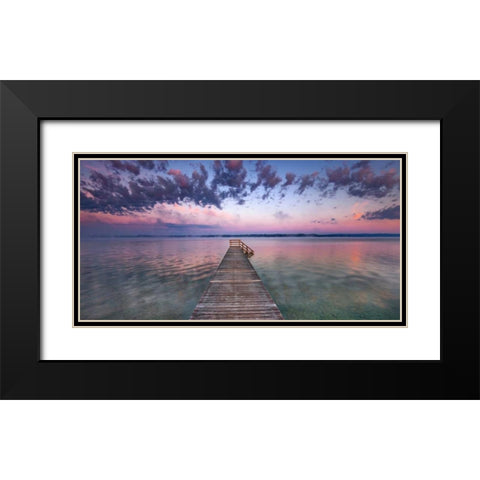Boat ramp and filigree clouds, Bavaria, Germany Black Modern Wood Framed Art Print with Double Matting by Krahmer, Frank