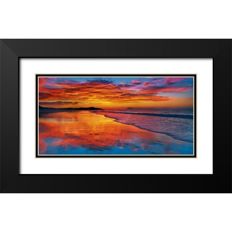 Sunset, North Island, New Zealand Black Modern Wood Framed Art Print with Double Matting by Krahmer, Frank