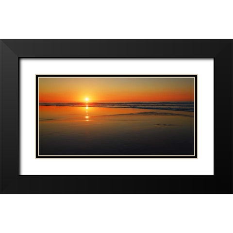 Sunset impression, Taranaki, New Zealand Black Modern Wood Framed Art Print with Double Matting by Krahmer, Frank