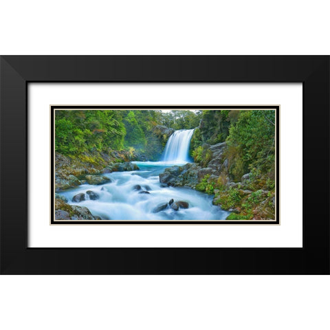 Tawhai Falls, New Zealand Black Modern Wood Framed Art Print with Double Matting by Frank, Krahmer