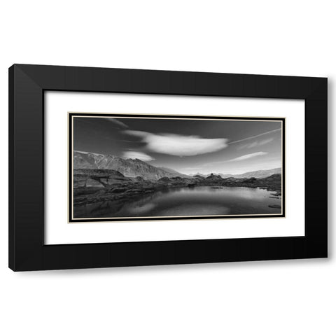 Think Blue Black Modern Wood Framed Art Print with Double Matting by Ferrua, Fulvio