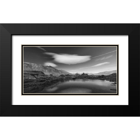 Think Blue Black Modern Wood Framed Art Print with Double Matting by Ferrua, Fulvio