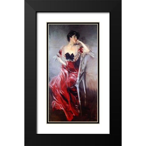 Miss Bell Black Modern Wood Framed Art Print with Double Matting by Boldini, Giovanni
