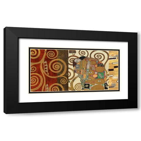 The Embrace-Gold Black Modern Wood Framed Art Print with Double Matting by Klimt, Gustav
