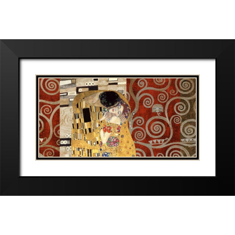 The Kiss-Pewter Black Modern Wood Framed Art Print with Double Matting by Klimt, Gustav