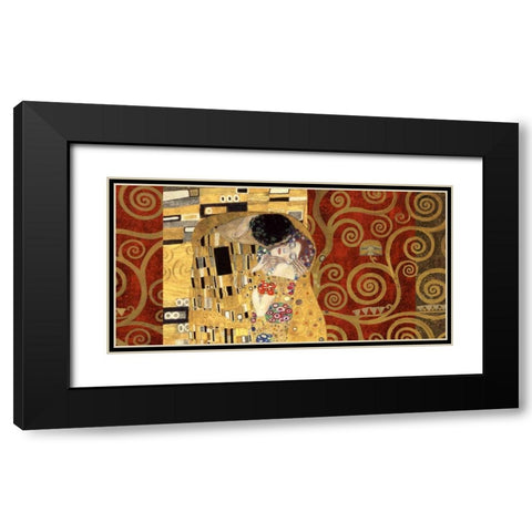 The Kiss-Gold Black Modern Wood Framed Art Print with Double Matting by Klimt, Gustav