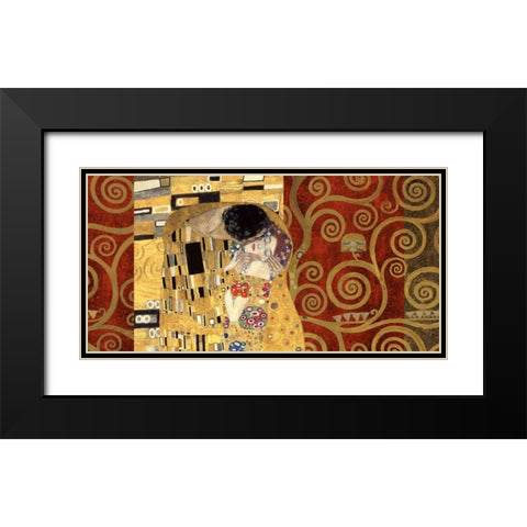 The Kiss-Gold Black Modern Wood Framed Art Print with Double Matting by Klimt, Gustav