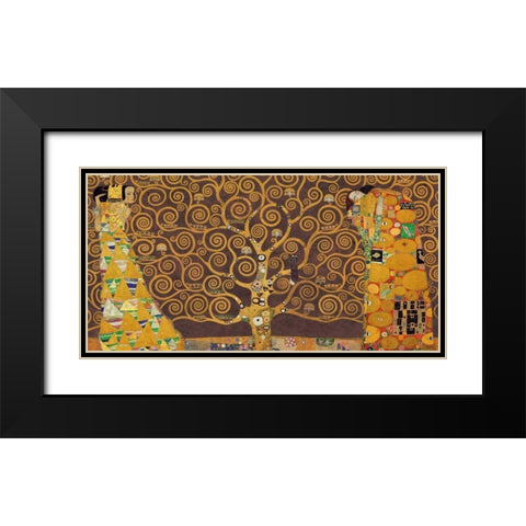 Tree of Life-Brown Black Modern Wood Framed Art Print with Double Matting by Klimt, Gustav