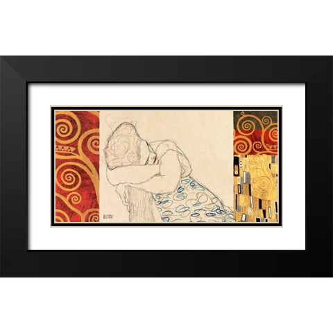 Woman Resting Black Modern Wood Framed Art Print with Double Matting by Klimt, Gustav