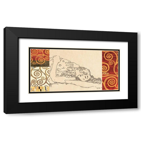 Lovers Black Modern Wood Framed Art Print with Double Matting by Klimt, Gustav
