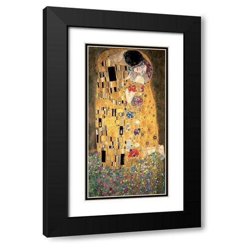The Kiss Black Modern Wood Framed Art Print with Double Matting by Klimt, Gustav