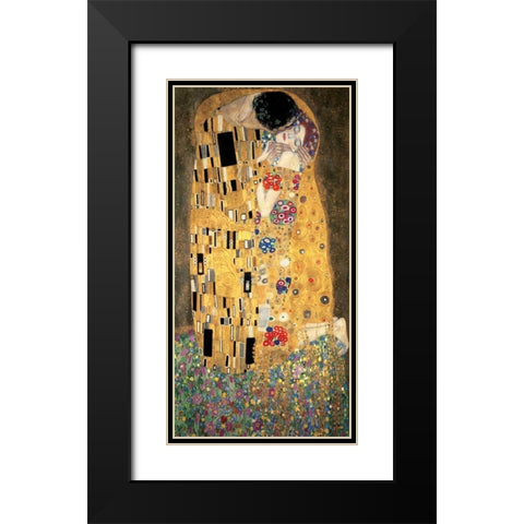 The Kiss Black Modern Wood Framed Art Print with Double Matting by Klimt, Gustav
