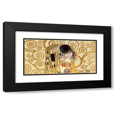 The Kiss (detail) Black Modern Wood Framed Art Print with Double Matting by Gustav, Klimt