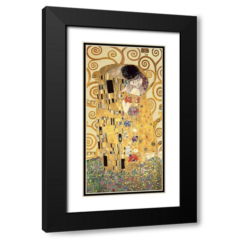The Kiss Black Modern Wood Framed Art Print with Double Matting by Gustav, Klimt