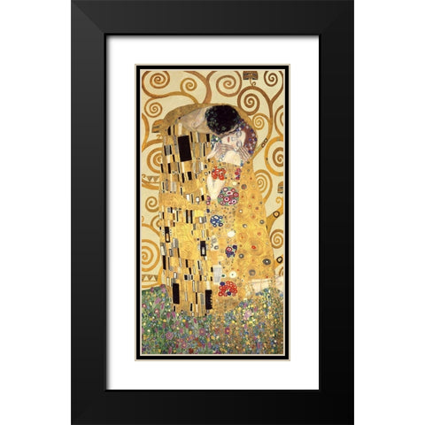The Kiss Black Modern Wood Framed Art Print with Double Matting by Gustav, Klimt