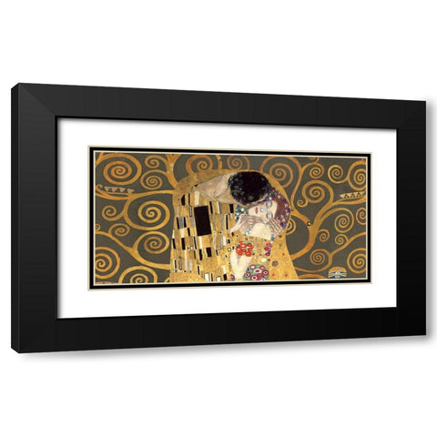 The Kiss, detail (Grey variation) Black Modern Wood Framed Art Print with Double Matting by Gustav, Klimt