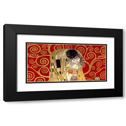 The Kiss, detail (Red variation) Black Modern Wood Framed Art Print with Double Matting by Gustav, Klimt