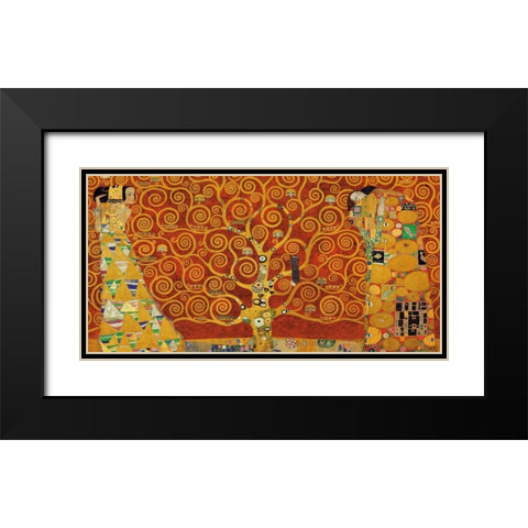 Tree of Life-Red Black Modern Wood Framed Art Print with Double Matting by Klimt, Gustav