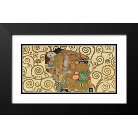 The Embrace Black Modern Wood Framed Art Print with Double Matting by Klimt, Gustav