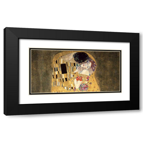 The Kiss Black Modern Wood Framed Art Print with Double Matting by Klimt, Gustav