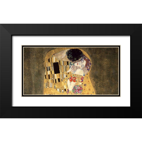 The Kiss Black Modern Wood Framed Art Print with Double Matting by Klimt, Gustav