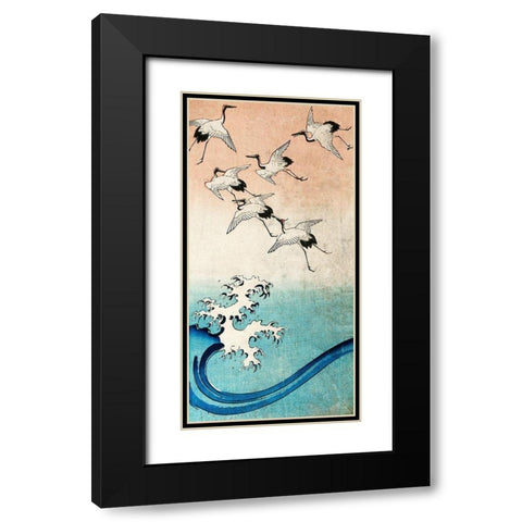 Cranes Flying (detail) Black Modern Wood Framed Art Print with Double Matting by Ando, Hiroshige