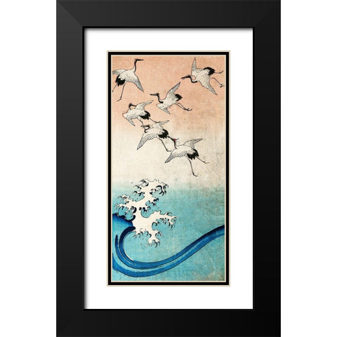 Cranes Flying (detail) Black Modern Wood Framed Art Print with Double Matting by Ando, Hiroshige