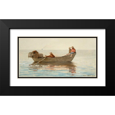 Three Boys in a Dory with Lobster Pots Black Modern Wood Framed Art Print with Double Matting by Homer, Winslow