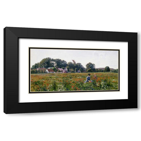 Gathering Wild Flowers Black Modern Wood Framed Art Print with Double Matting by Boesen, Johannes