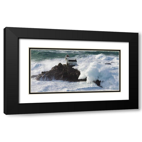 Phare de Tavennec Black Modern Wood Framed Art Print with Double Matting by Guichard, Jean