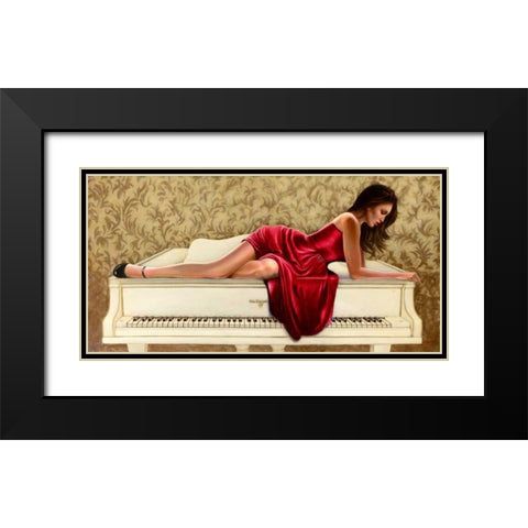Woman in red Black Modern Wood Framed Art Print with Double Matting by Silver, John
