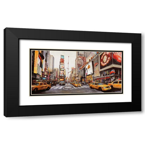 Times Square Perspective Black Modern Wood Framed Art Print with Double Matting by Mannarini, John B.