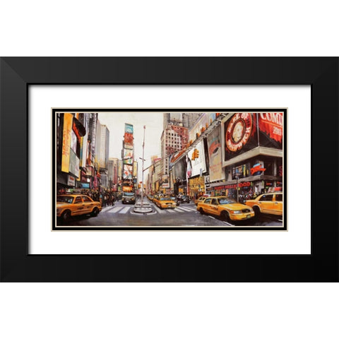 Times Square Perspective Black Modern Wood Framed Art Print with Double Matting by Mannarini, John B.