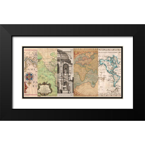 Cahiers de voyage II Black Modern Wood Framed Art Print with Double Matting by Joannoo