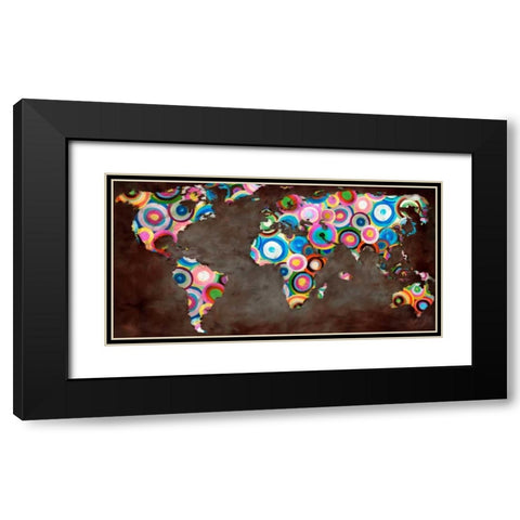 World in circles Black Modern Wood Framed Art Print with Double Matting by Joannoo