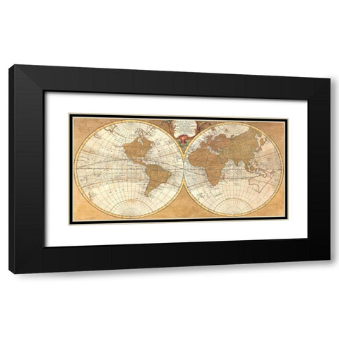 Gilded World Hemispheres I Black Modern Wood Framed Art Print with Double Matting by Joannoo